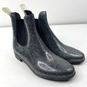 Storm by Cougar Women Waterproof Chelsea Silver Sparkle Rain Ankle Boots Size 7